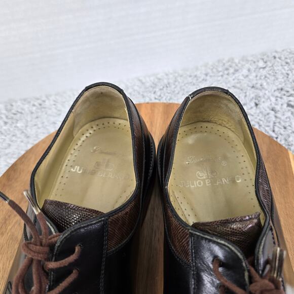 Julio Blanco Genuine Lizard Moc Square Toe Two Tone Oxford Dress Shoes Mens 10.5 - Picture 12 of 14
